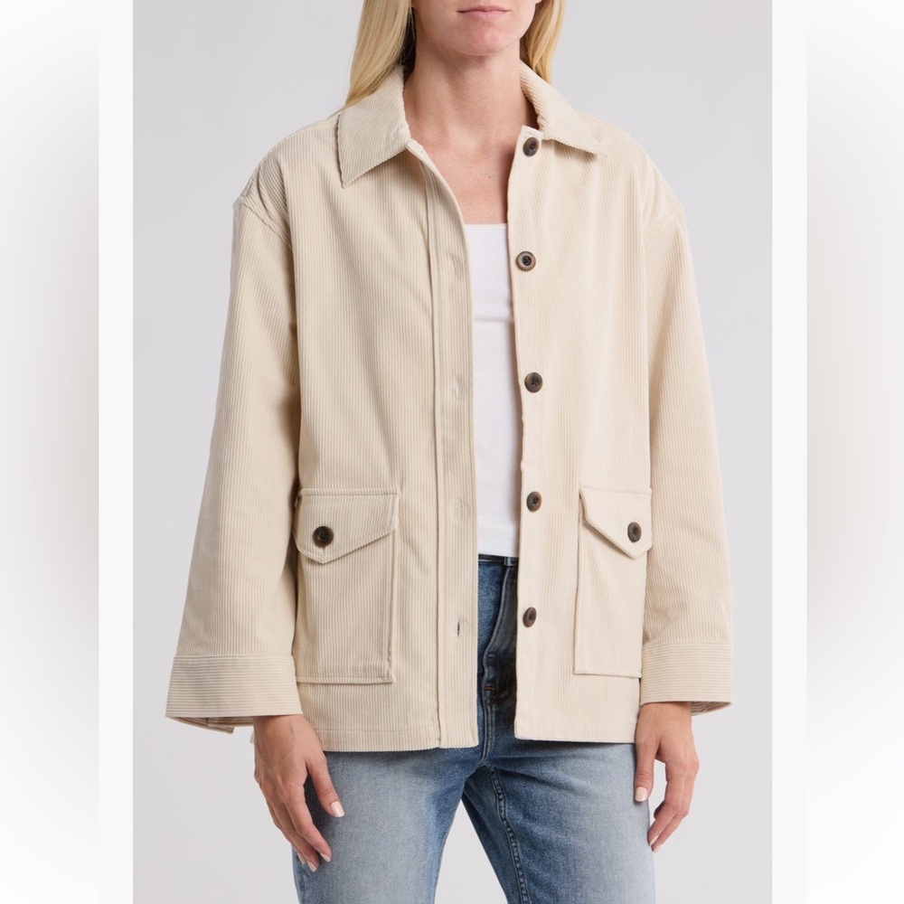 Melrose and Market Cream Corduroy Utility Jacket size M